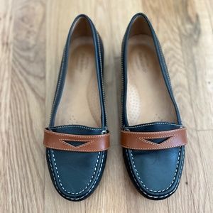 Black and tan loafers, Sebago, size 7.5